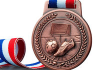नरम / हार्ड तामचीनी कस्टम खेल पदक, जिंक मिश्र धातु फुटबॉल पदक और रिबन