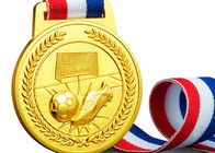 नरम / हार्ड तामचीनी कस्टम खेल पदक, जिंक मिश्र धातु फुटबॉल पदक और रिबन